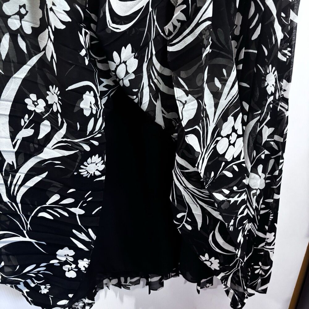 Lauren Ralph Lauren LRL plus size 22W Black floral sleeveless pleated silk dress - Picture 4 of 7